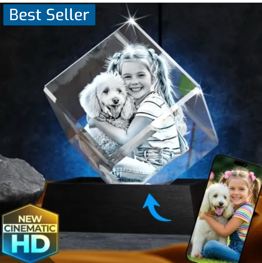 3D Crystal Cut Corner Diamond